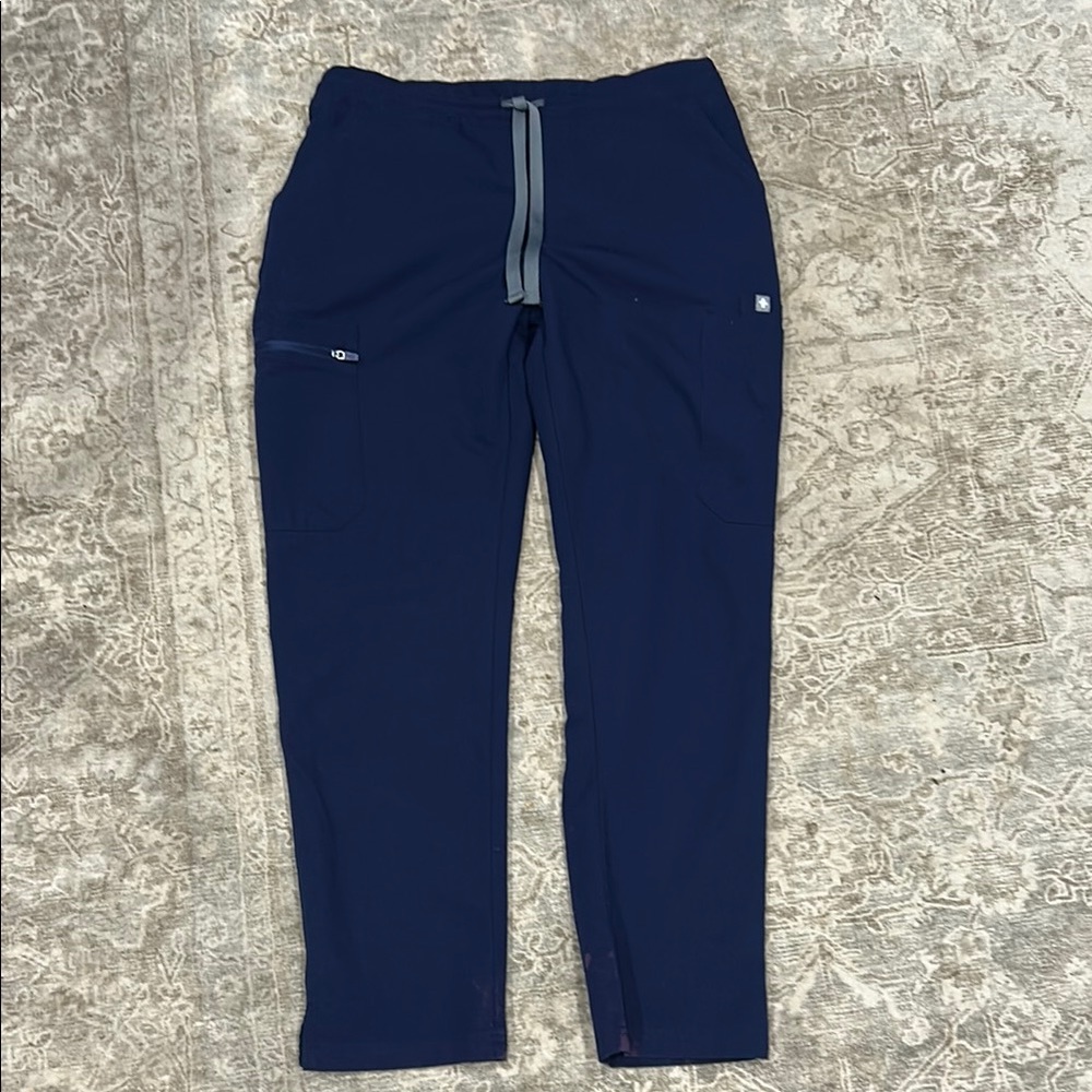 Figs Blue Cargo Pants Straight-Leg Design